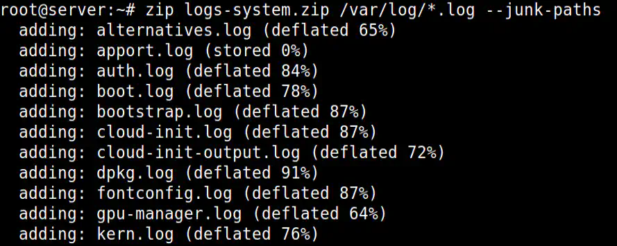 Compactando arquivos no formato ZIP, sem armazenar o caminho completo do arquivo compactado.