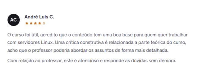 Depoimento - Administração de Servidores Linux - img 5