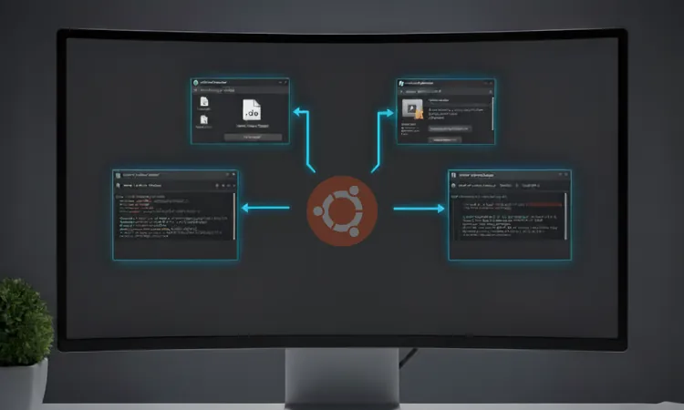Monitor mostrando 4 formas de instalar arquivos deb no ubuntu
