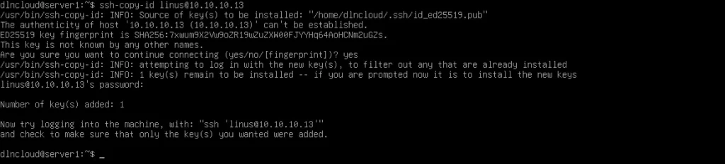 copiando chaves para servidor remoto usando o comando ssh-copy-id