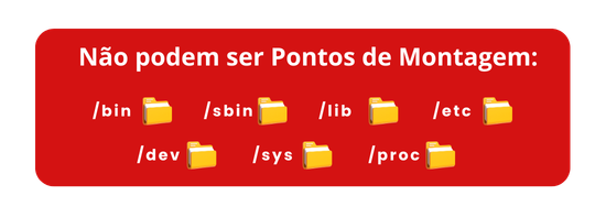 lista de diretórios que não podem ser usados como pontos de montagem no linux