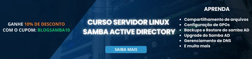 anúncio do curso servidor linux samba active directory