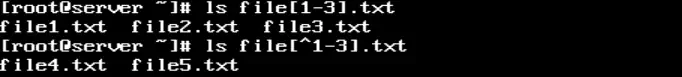 comando ls executado fazendo uso do caractere colchetes do recurso do shell bash file globbing