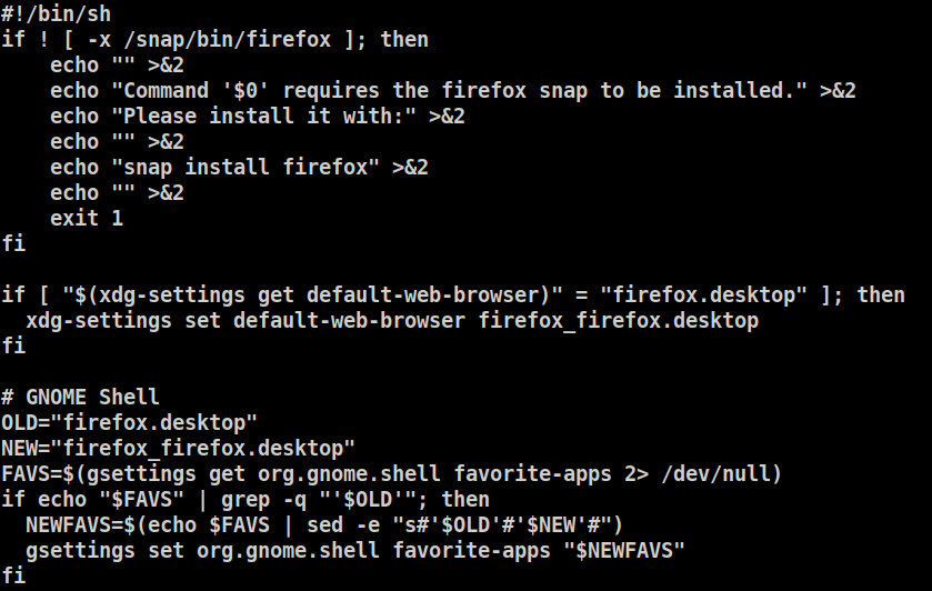 código de um shell script que inicia o firefox
