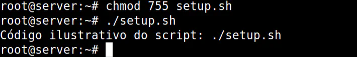permissão de execução atribuída utilizando comando chmod no modo octal