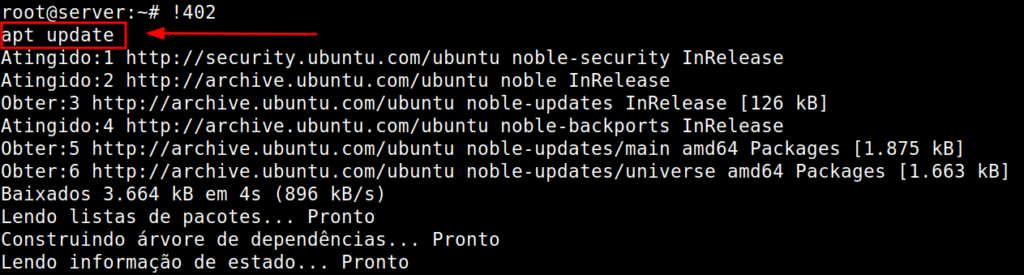 executando o comando da posição 402 do histórico de comandos do bash