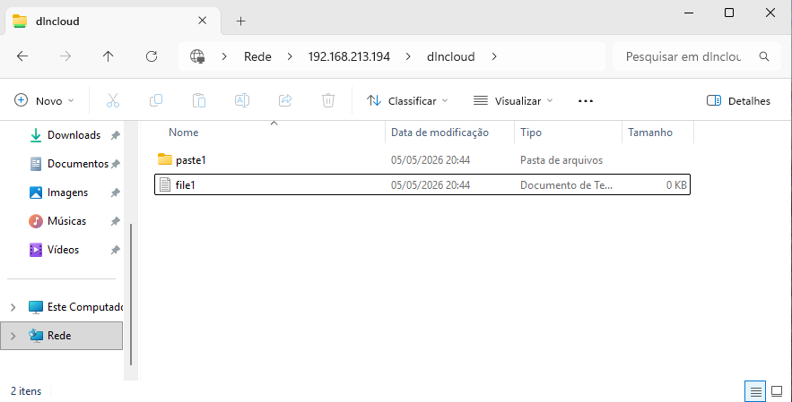 tela do cliente windows acessando compartilhamento criado no ubuntu.