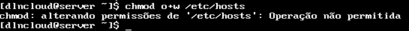 erro operação não permitida no linux exibido na tela após executar o comando chmod para alterar as permissões com usuário sem privilégios.