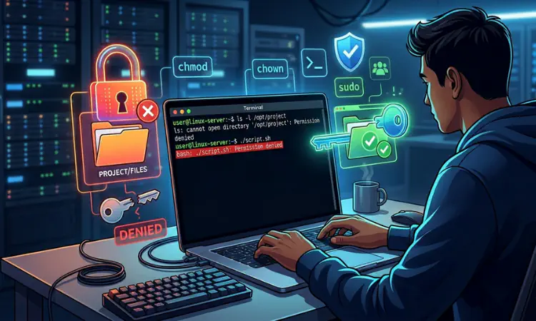usuário sistema linux e com problemas "erro permissão negada no linux", digitando comandos para resolver o problema