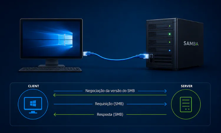 comunicação entre cliente e servidor usando o protocolo smb