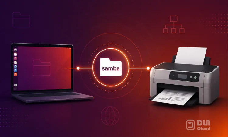 Notebook conectado a uma impressora e compartilhando a impressora com o samba no ubuntu