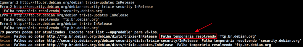 Problemas de resolução dns no linux, exibe o erro "falha temporária resolvendo". ao executar o comando apt