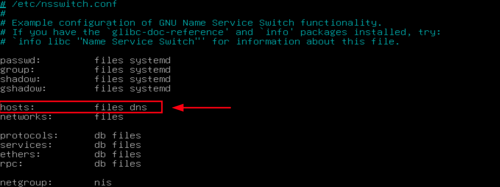 Configuração do arquivo /etc/nsswitch.conf para resolver nomes dns e encontrar os servidores DC do active directory.