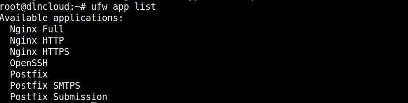 lista dos perfis de aplicativos disponíveis para o firewall ufw