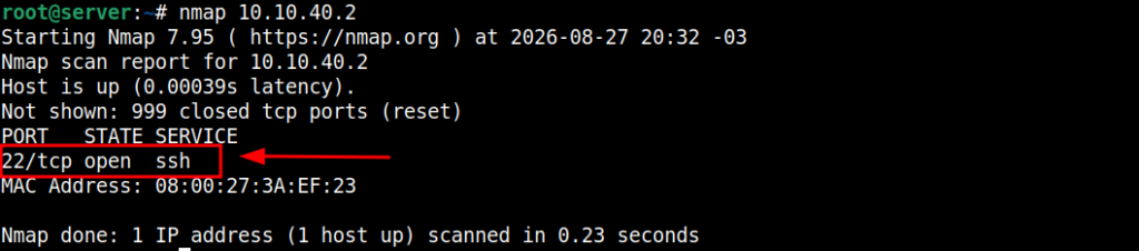 comando nmap buscando portas abertas no host remoto