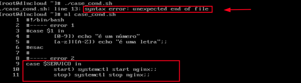 Ao executar shell script o errro "syntax error: unexpected end of file" é mostrado no terminal