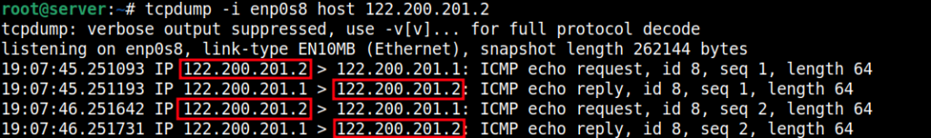tcpdump filtrando pelo endereço IP de origem e destino simultaneamente