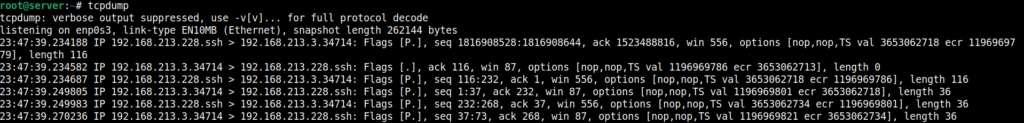 comando tcpdump fazendo captura de trafego sem filtro